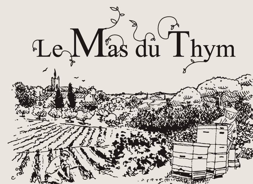 Le Mas du Thym — illustration du mas, des cultures et des ruches